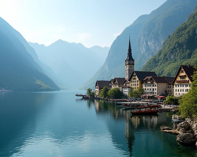 Der malerische Ort Hallstatt am Hallstätter See
