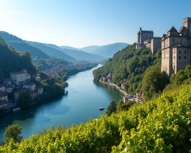 Blick auf Dürnstein und die Donau in der Wachau